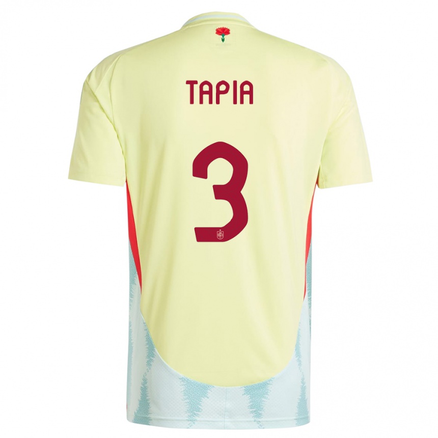 גברים כדורגל ספרד Unai Tapia #3 צהוב הרחק ג'רזי 24-26
