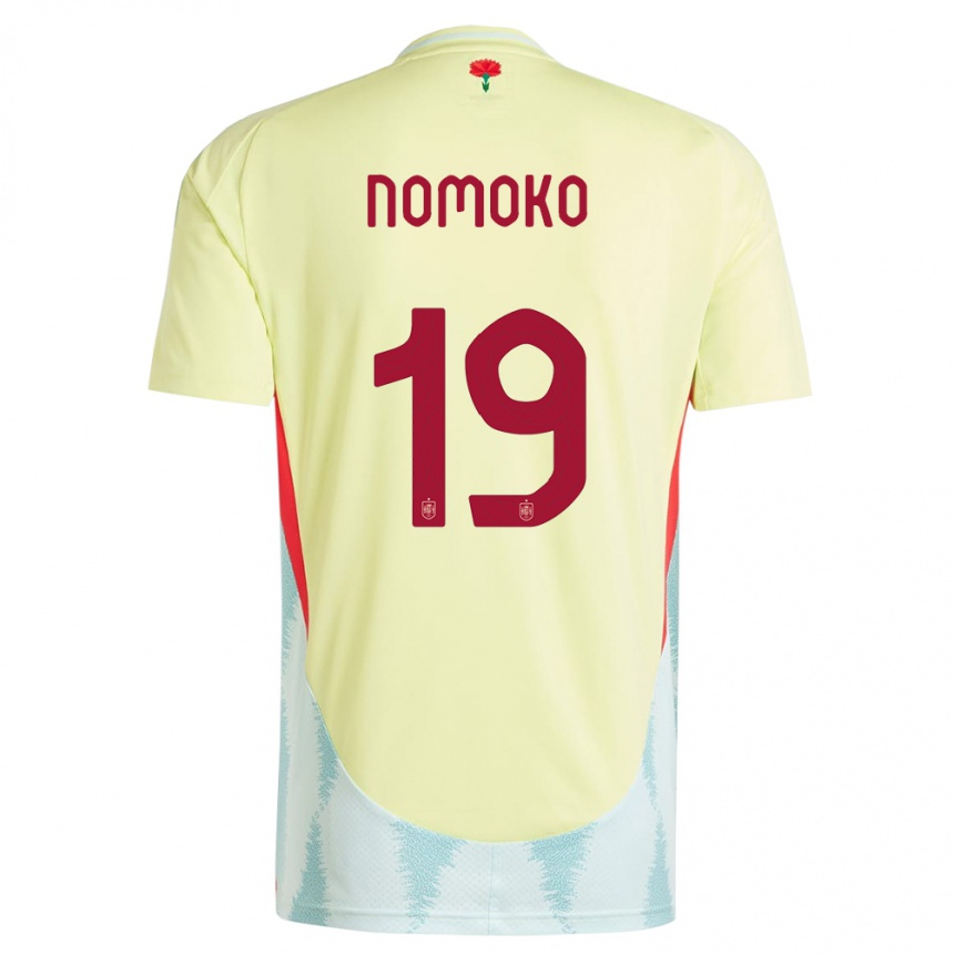 גברים כדורגל ספרד Sama Nomoko #19 צהוב הרחק ג'רזי 24-26