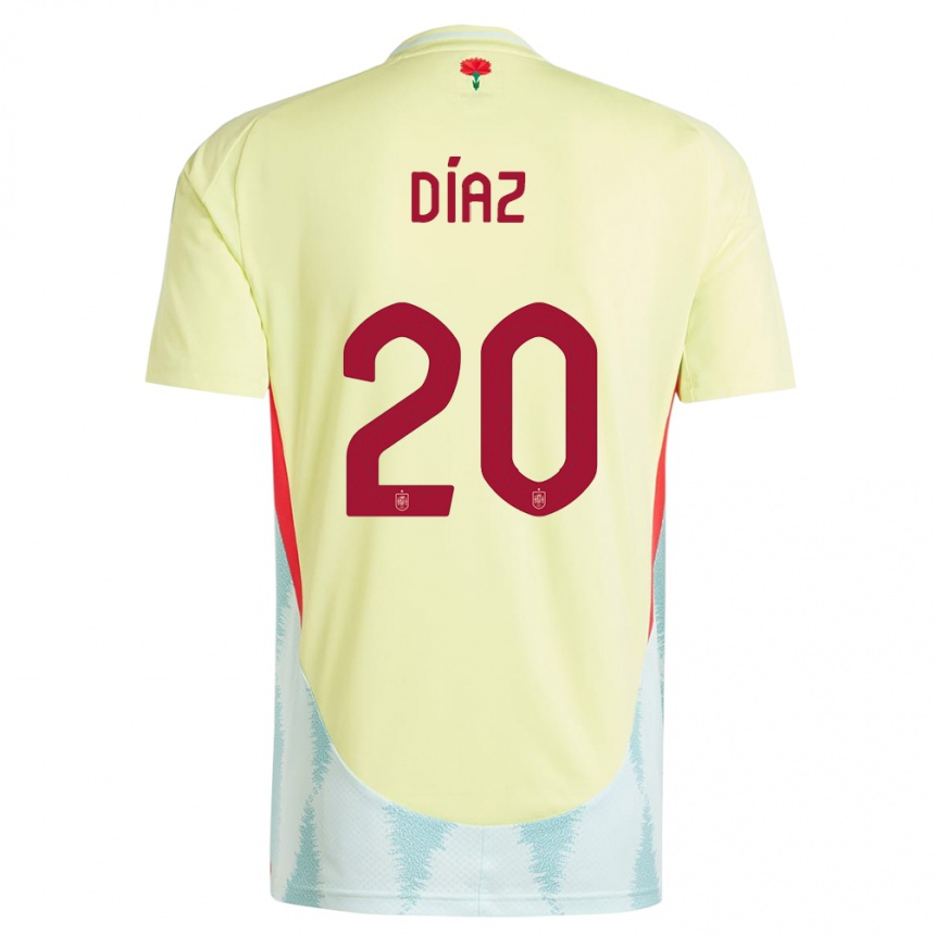 גברים כדורגל ספרד Mario Díaz #20 צהוב הרחק ג'רזי 24-26