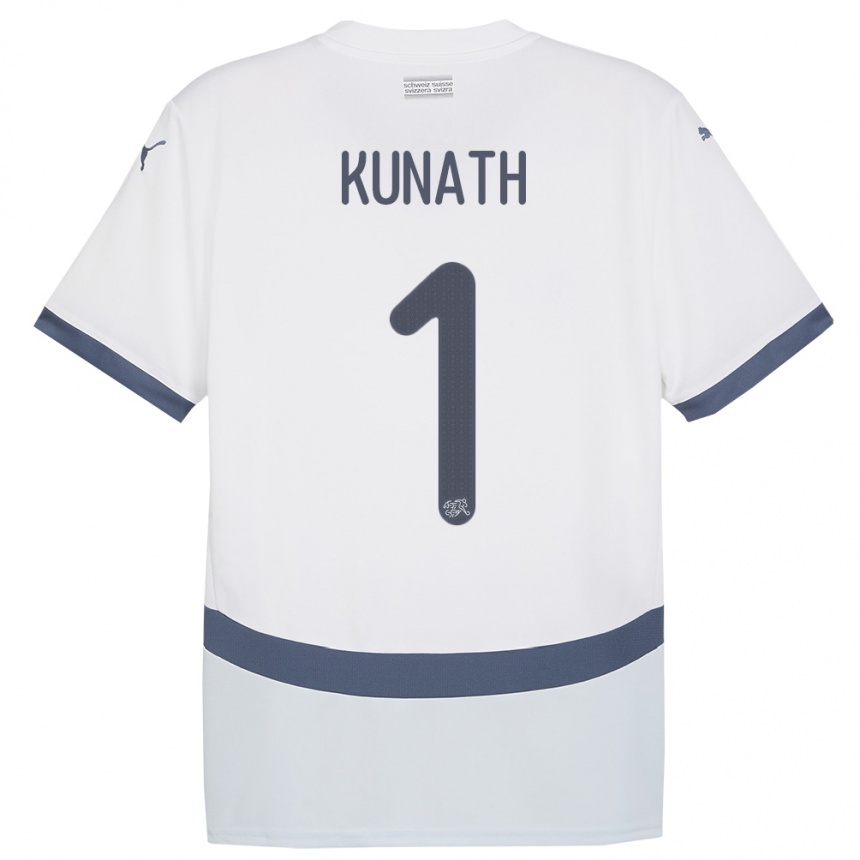 גברים כדורגל שווייץ Lucas Kunath #1 לבן הרחק ג'רזי 24-26