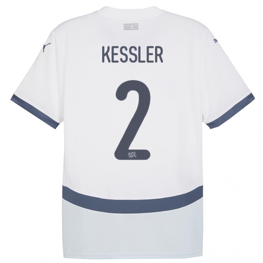 גברים כדורגל שווייץ Ryan Kessler #2 לבן הרחק ג'רזי 24-26