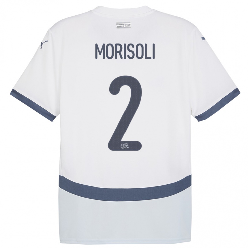 גברים כדורגל שווייץ Gabriel Morisoli #2 לבן הרחק ג'רזי 24-26