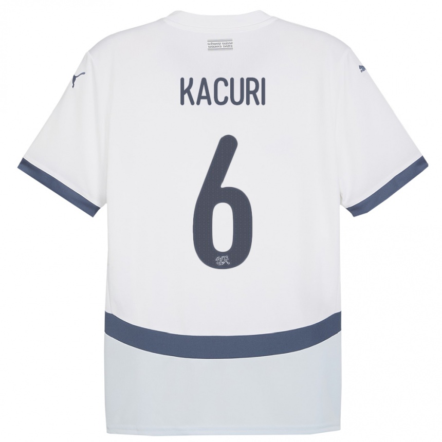 גברים כדורגל שווייץ Dion Kacuri #6 לבן הרחק ג'רזי 24-26