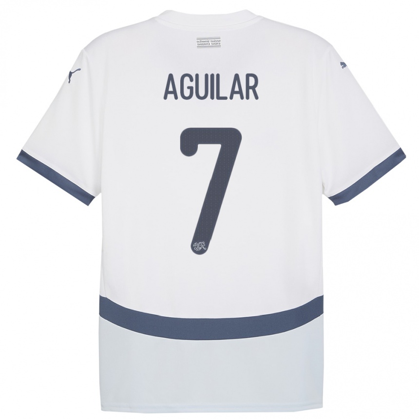 גברים כדורגל שווייץ Enrique Aguilar #7 לבן הרחק ג'רזי 24-26