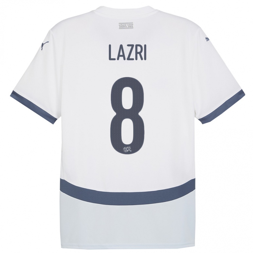 גברים כדורגל שווייץ Nico Lazri #8 לבן הרחק ג'רזי 24-26