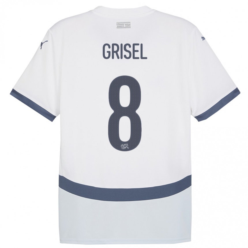 גברים כדורגל שווייץ Arno Grisel #8 לבן הרחק ג'רזי 24-26