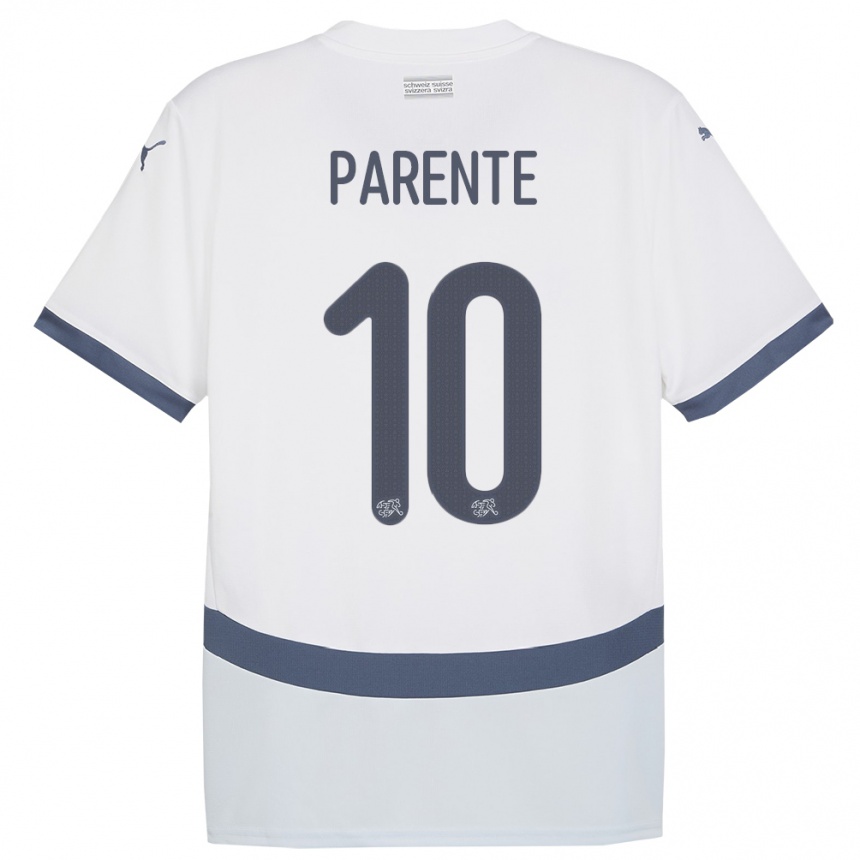 גברים כדורגל שווייץ Jason Parente #10 לבן הרחק ג'רזי 24-26