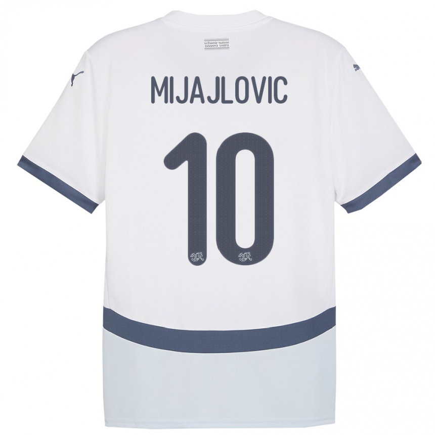 גברים כדורגל שווייץ Mladen Mijajlovic #10 לבן הרחק ג'רזי 24-26