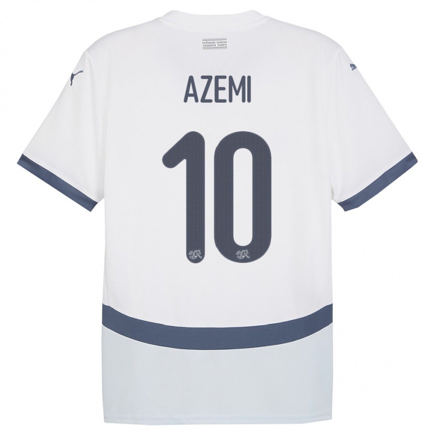 גברים כדורגל שווייץ Altin Azemi #10 לבן הרחק ג'רזי 24-26