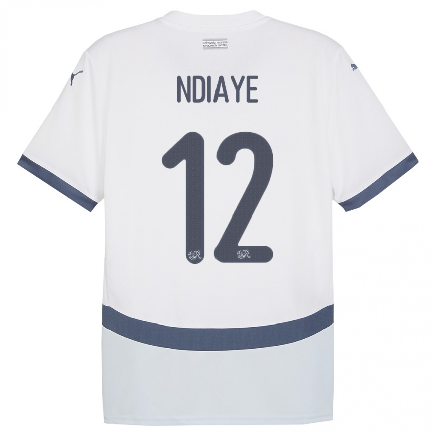 גברים כדורגל שווייץ Ahmadou Ndiaye #12 לבן הרחק ג'רזי 24-26