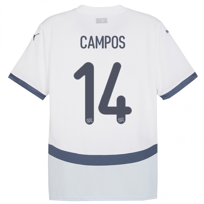 גברים כדורגל שווייץ Luan Campos #14 לבן הרחק ג'רזי 24-26