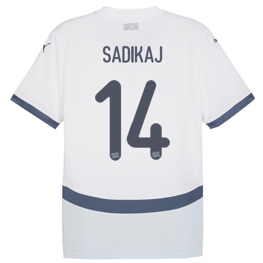 גברים כדורגל שווייץ Erblin Sadikaj #14 לבן הרחק ג'רזי 24-26