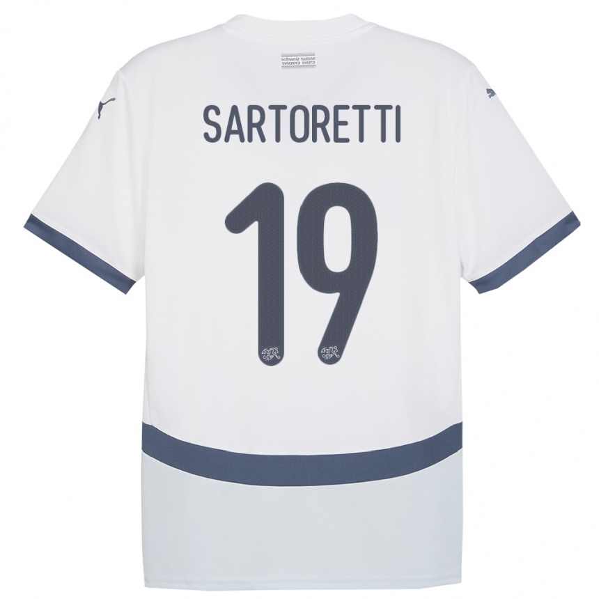 גברים כדורגל שווייץ Malko Sartoretti #19 לבן הרחק ג'רזי 24-26