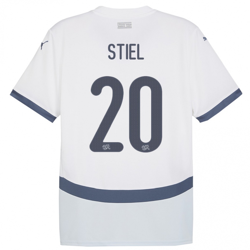 גברים כדורגל שווייץ Jill Stiel #20 לבן הרחק ג'רזי 24-26