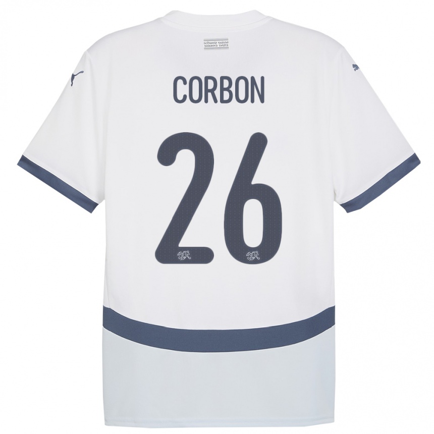 גברים כדורגל שווייץ Max Corbon #26 לבן הרחק ג'רזי 24-26
