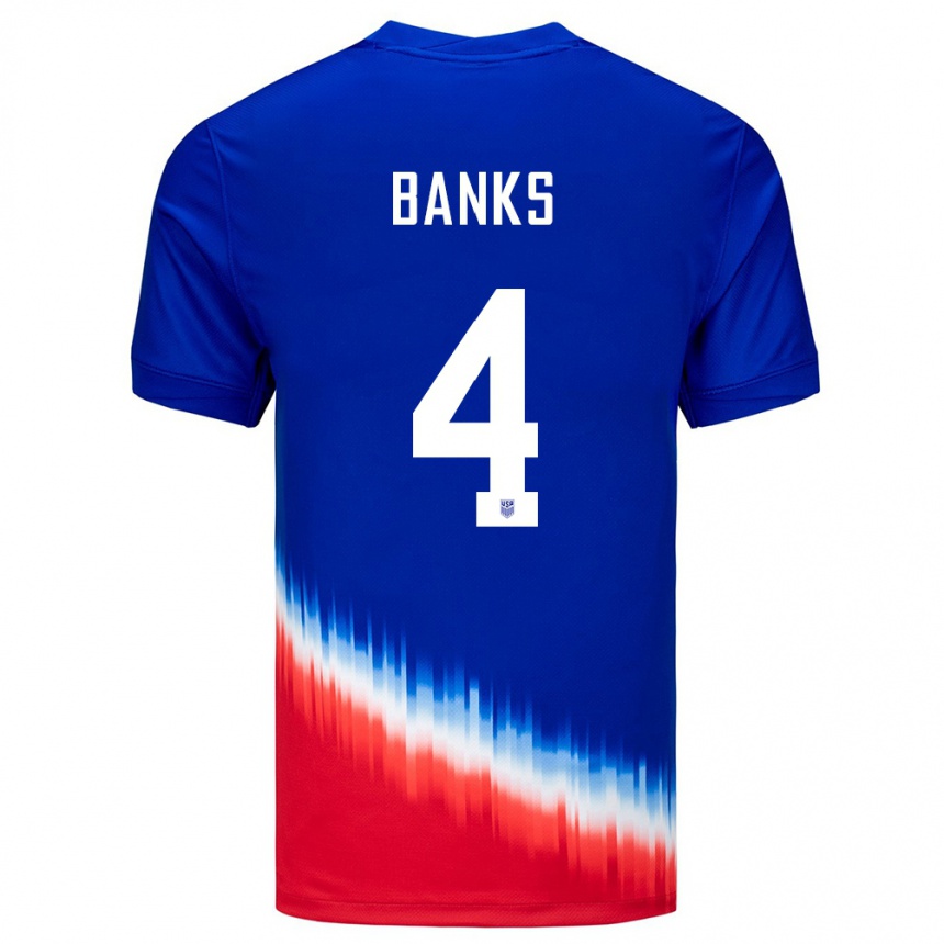 גברים כדורגל ארצות הברית Noahkai Banks #4 כְּחוֹל הרחק ג'רזי 24-26