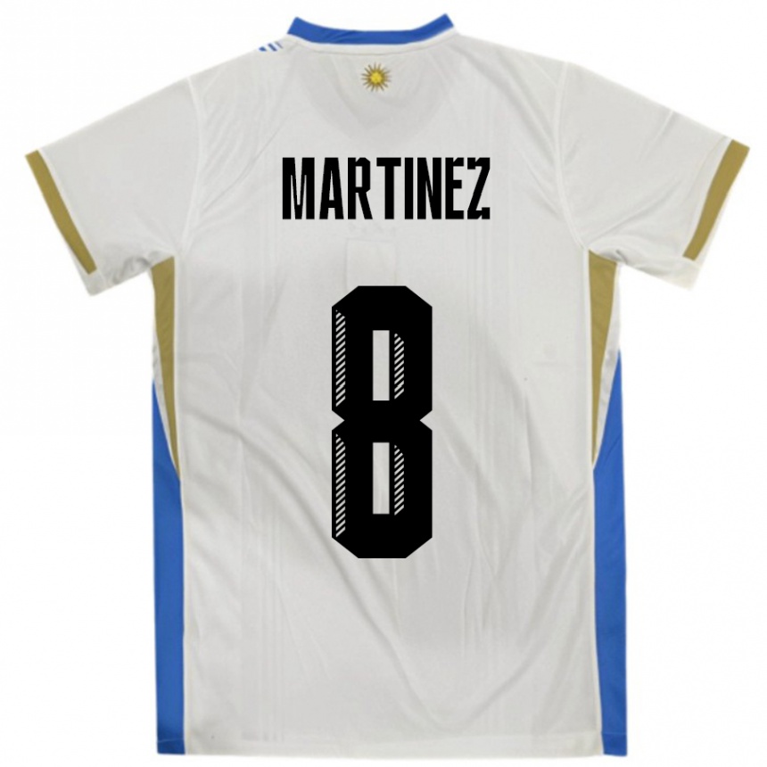 גברים כדורגל אורוגוואי Mauro Martinez #8 לבן כחול הרחק ג'רזי 24-26