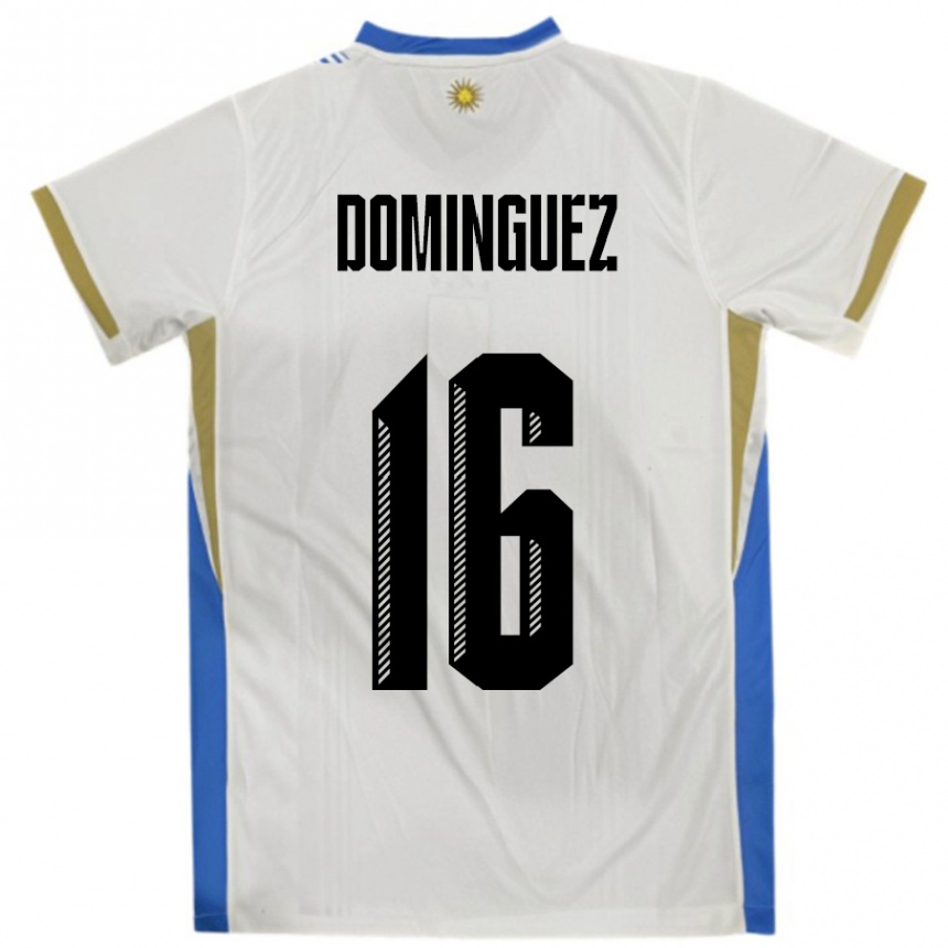 גברים כדורגל אורוגוואי Facundo Dominguez #16 לבן כחול הרחק ג'רזי 24-26