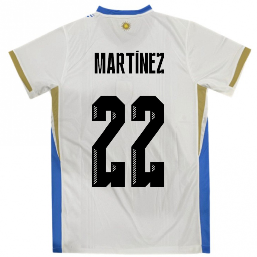 גברים כדורגל אורוגוואי Fredy Martínez #22 לבן כחול הרחק ג'רזי 24-26