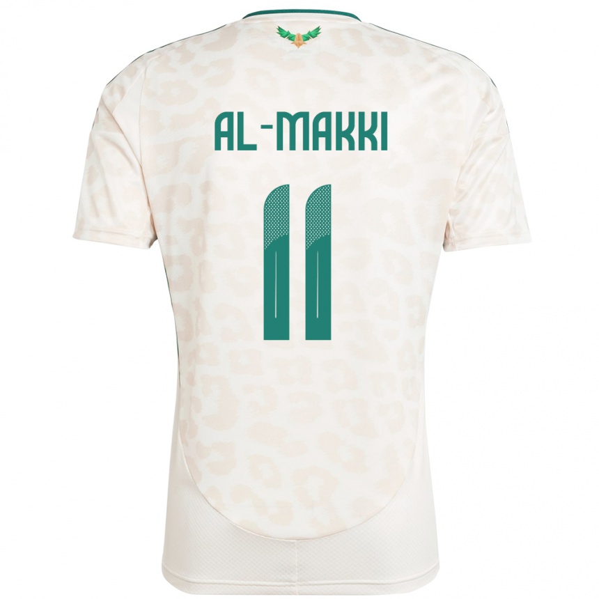 גברים כדורגל ערב הסעודית Ali Al-Makki #11 לָבָן הרחק ג'רזי 24-26