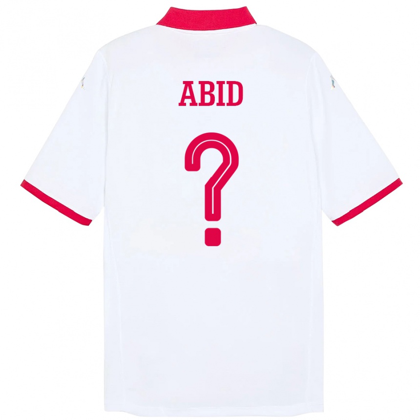 גברים כדורגל תוניסיה Oussama Abid #0 לָבָן הרחק ג'רזי 24-26