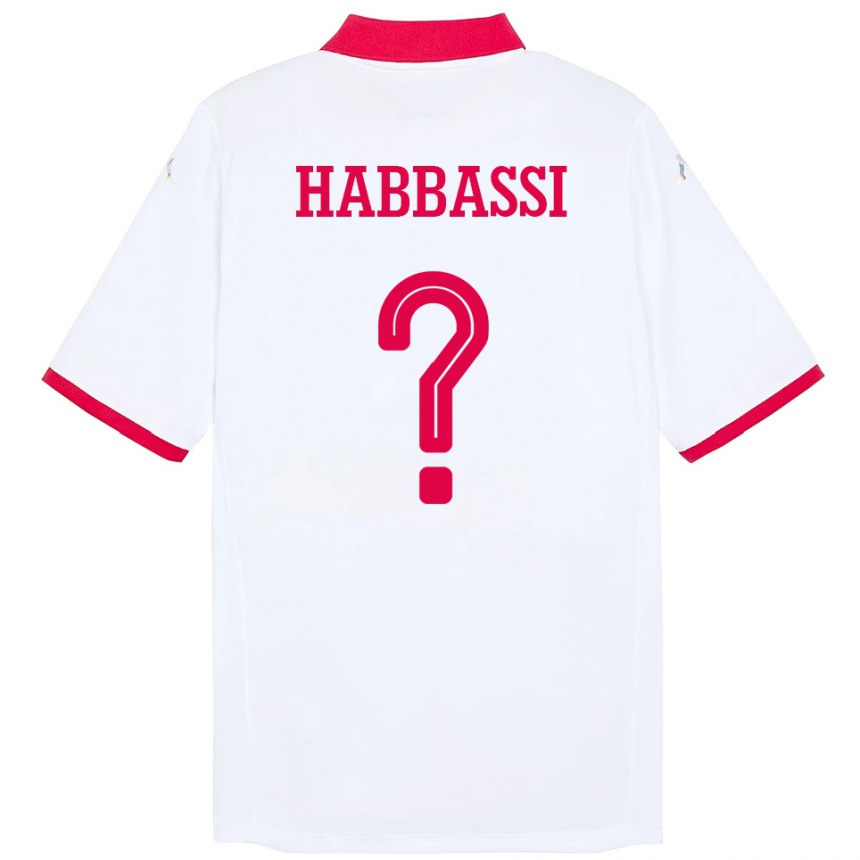 גברים כדורגל תוניסיה Achref Habbassi #0 לָבָן הרחק ג'רזי 24-26