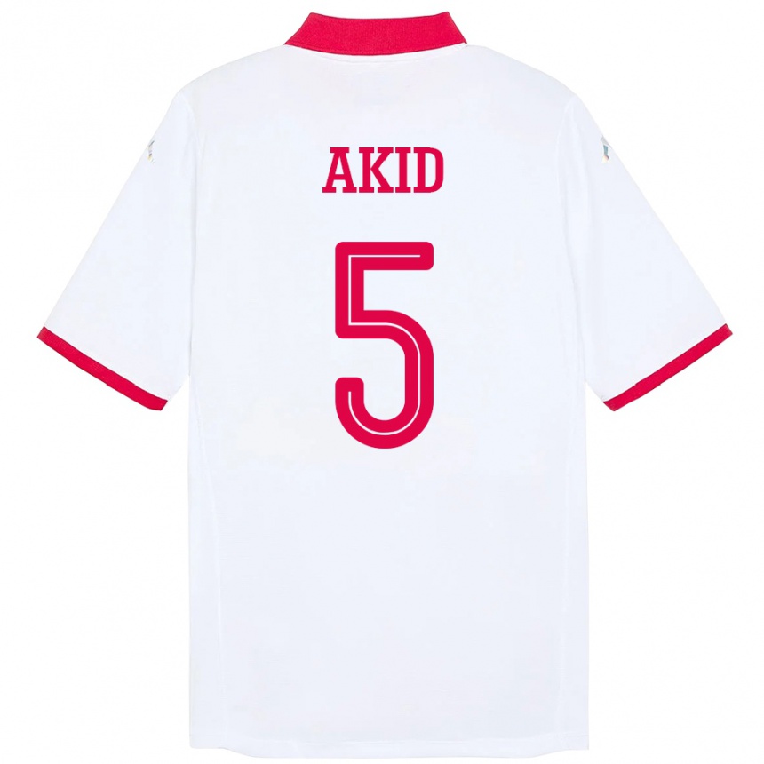 גברים כדורגל תוניסיה Abdessalem Akid #5 לָבָן הרחק ג'רזי 24-26