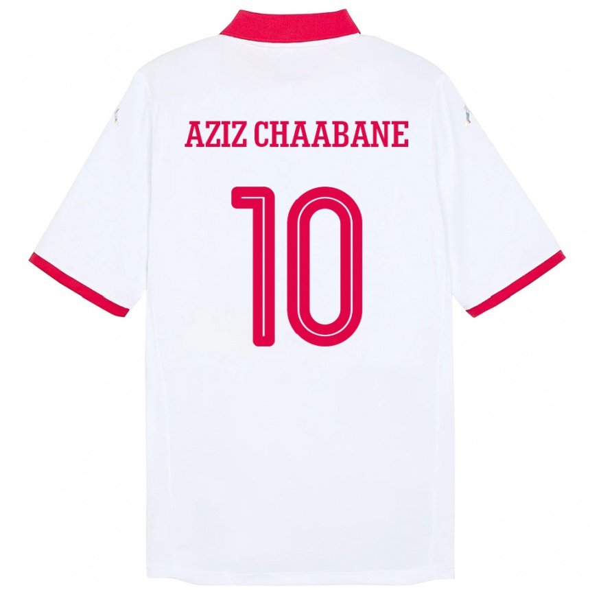 גברים כדורגל תוניסיה Mohamed Aziz Chaabane #10 לָבָן הרחק ג'רזי 24-26