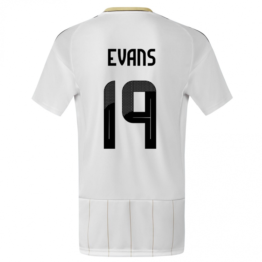 גברים כדורגל קוסטה ריקה Jordy Evans #19 לבן הרחק ג'רזי 24-26