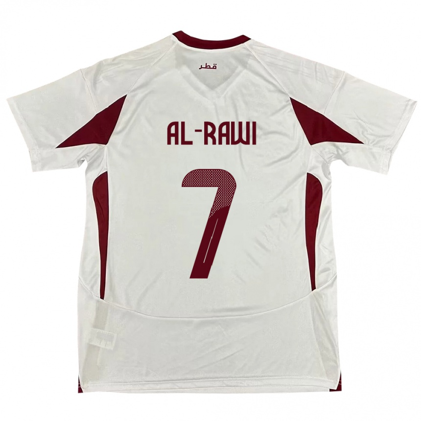 גברים כדורגל קטאר Ahmed Al-Rawi #7 לָבָן הרחק ג'רזי 24-26