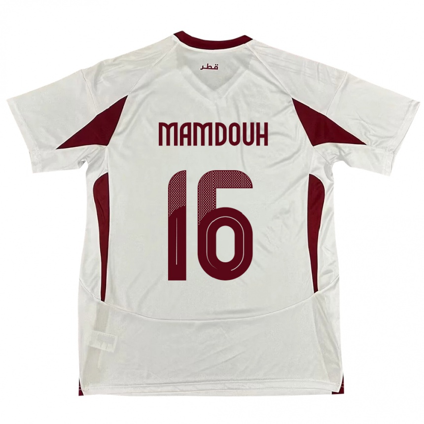 גברים כדורגל קטאר Bahaa Mamdouh #16 לָבָן הרחק ג'רזי 24-26