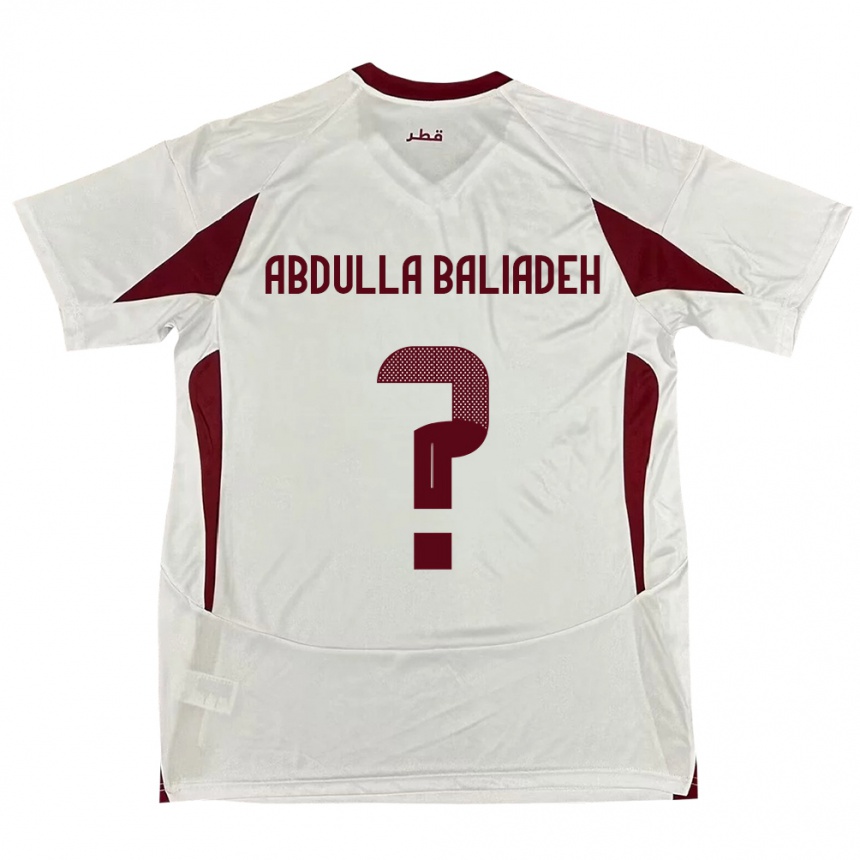 גברים כדורגל קטאר Yousef Abdulla Baliadeh #0 לָבָן הרחק ג'רזי 24-26