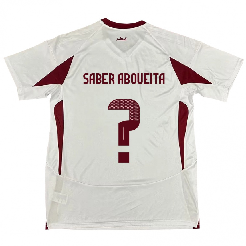 גברים כדורגל קטאר Ahmed Saber Aboueita #0 לָבָן הרחק ג'רזי 24-26