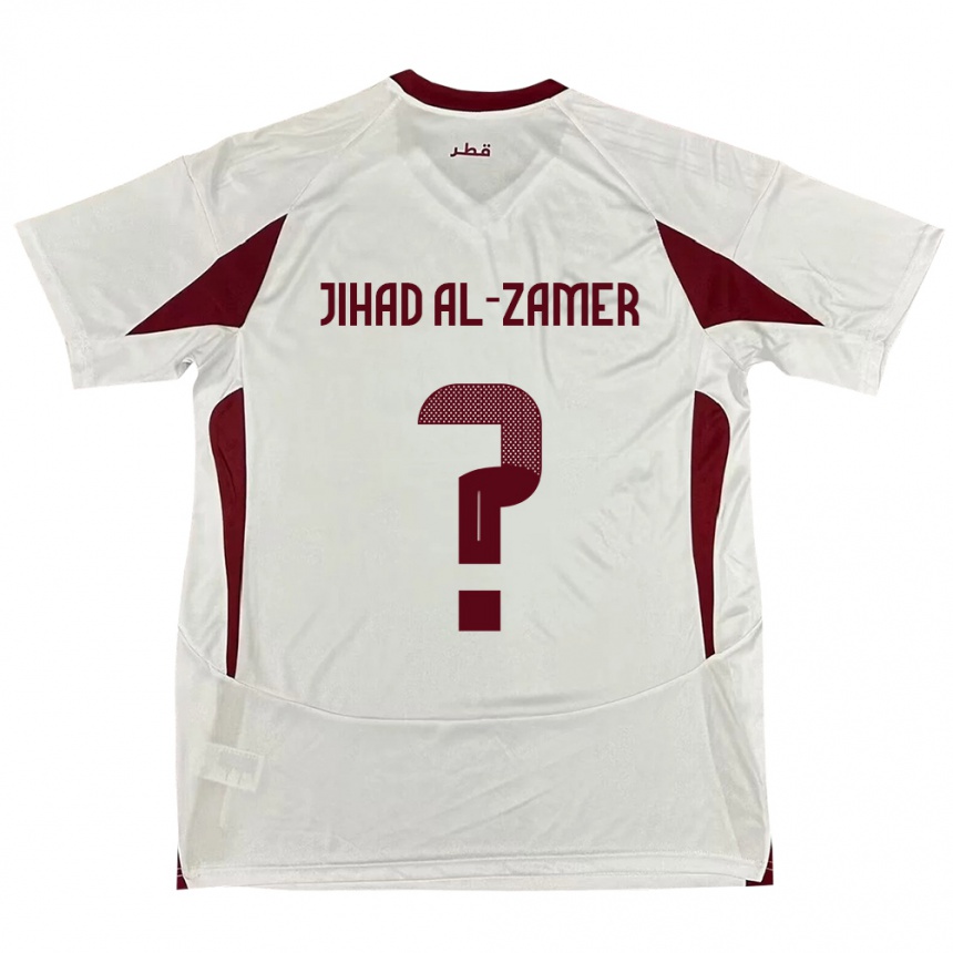 גברים כדורגל קטאר Mohammed Jihad Al-Zamer #0 לָבָן הרחק ג'רזי 24-26