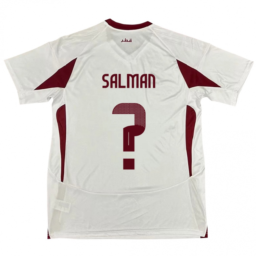 גברים כדורגל קטאר Youssef Salman #0 לָבָן הרחק ג'רזי 24-26