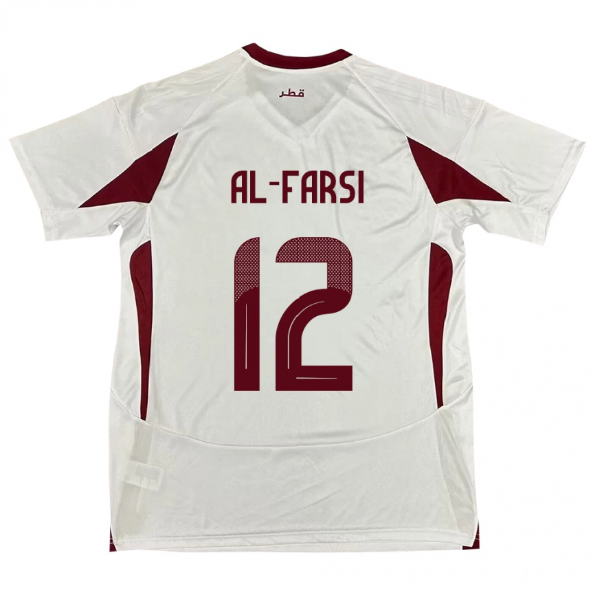 גברים כדורגל קטאר Faiz Al-Farsi #12 לָבָן הרחק ג'רזי 24-26
