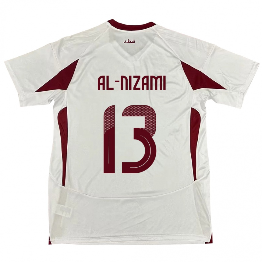 גברים כדורגל קטאר Yousef Mohammad Al-Nizami #13 לָבָן הרחק ג'רזי 24-26