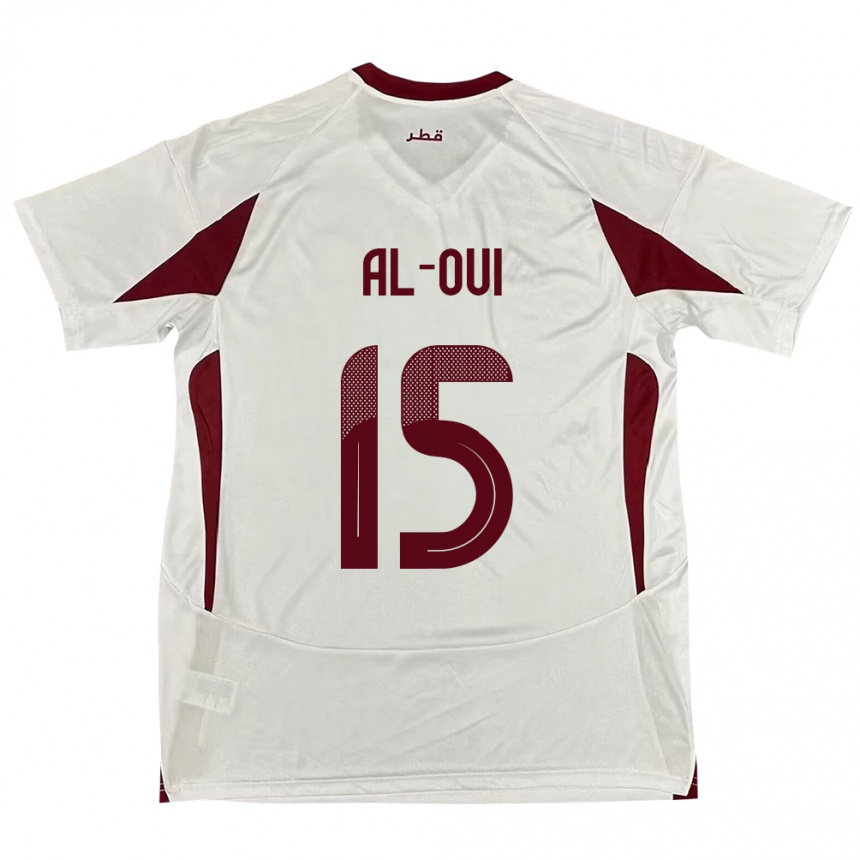 גברים כדורגל קטאר Ayoub Al-Oui #15 לָבָן הרחק ג'רזי 24-26