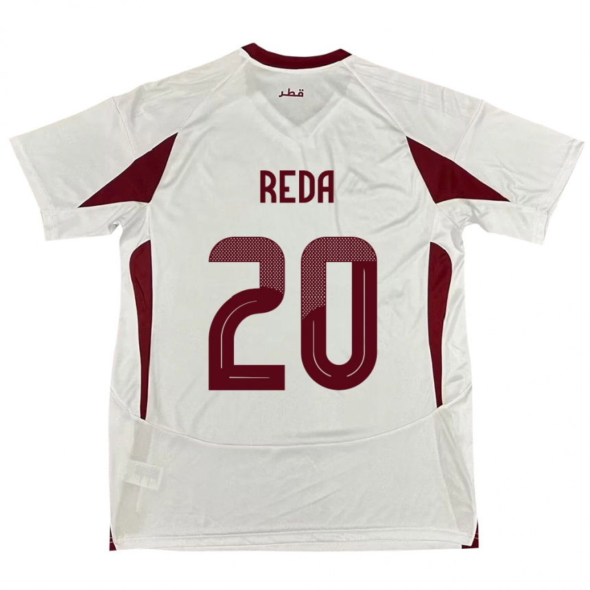 גברים כדורגל קטאר Salem Reda #20 לָבָן הרחק ג'רזי 24-26