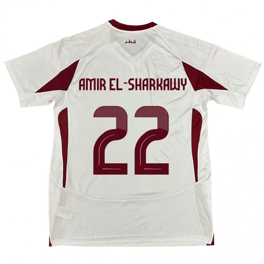 גברים כדורגל קטאר Galal Amir El-Sharkawy #22 לָבָן הרחק ג'רזי 24-26