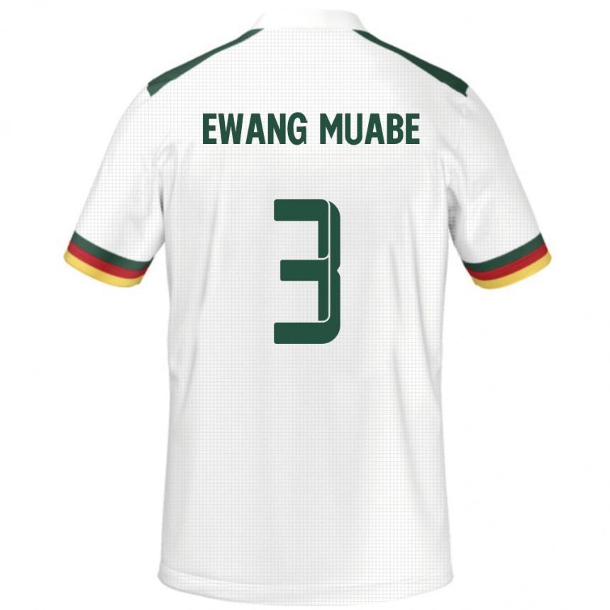 גברים כדורגל קמרון Ebong Ewang Muabe #3 לָבָן הרחק ג'רזי 24-26