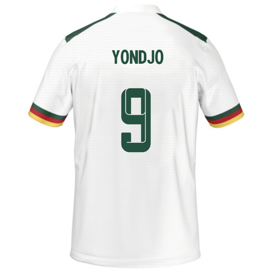 גברים כדורגל קמרון Angel Yondjo #9 לָבָן הרחק ג'רזי 24-26