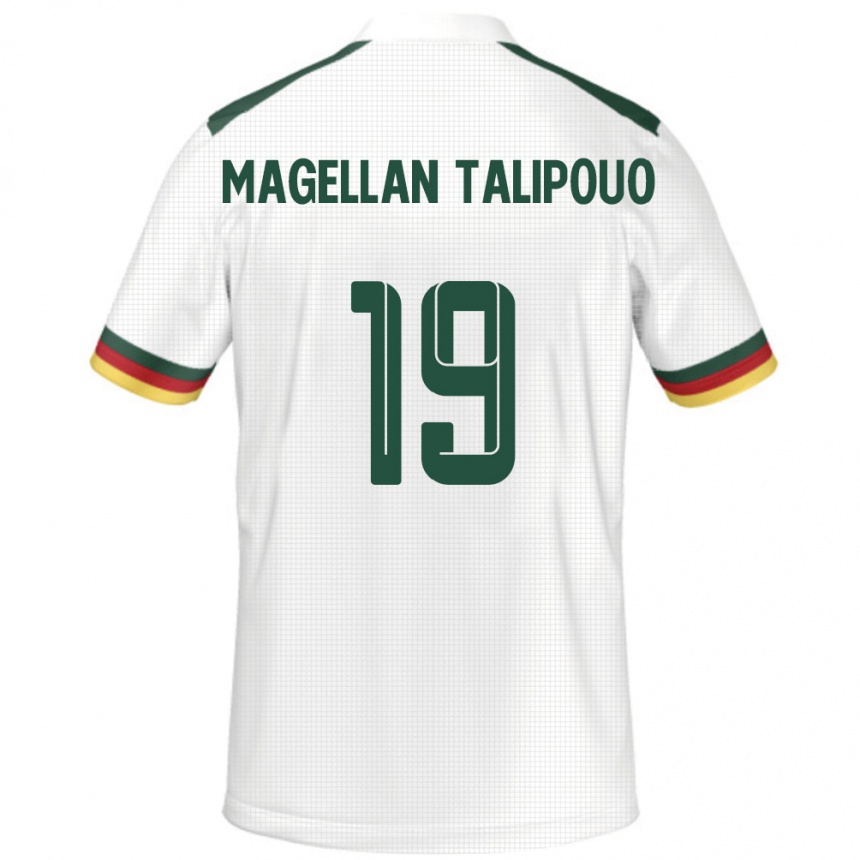 גברים כדורגל קמרון Ghane Magellan Talipouo #19 לָבָן הרחק ג'רזי 24-26