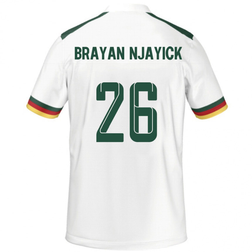 גברים כדורגל קמרון Fils Brayan Njayick #26 לָבָן הרחק ג'רזי 24-26