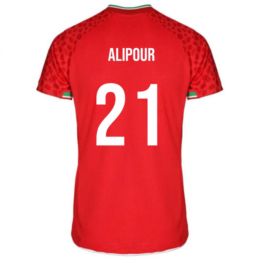 גברים כדורגל איראן Mahan Alipour #21 אָדוֹם הרחק ג'רזי 24-26