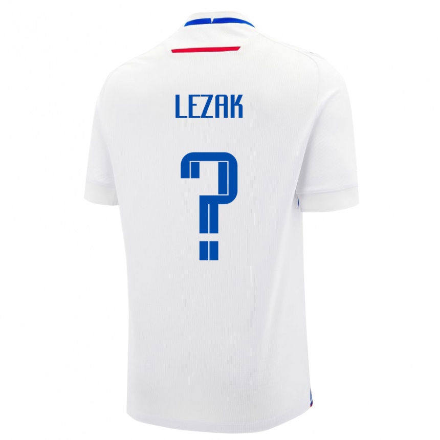 גברים כדורגל סלובקיה Jakub Lezak #0 לָבָן הרחק ג'רזי 24-26