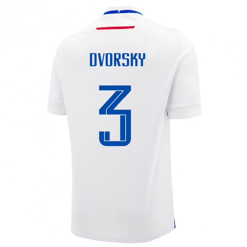 גברים כדורגל סלובקיה Lukas Dvorsky #3 לָבָן הרחק ג'רזי 24-26