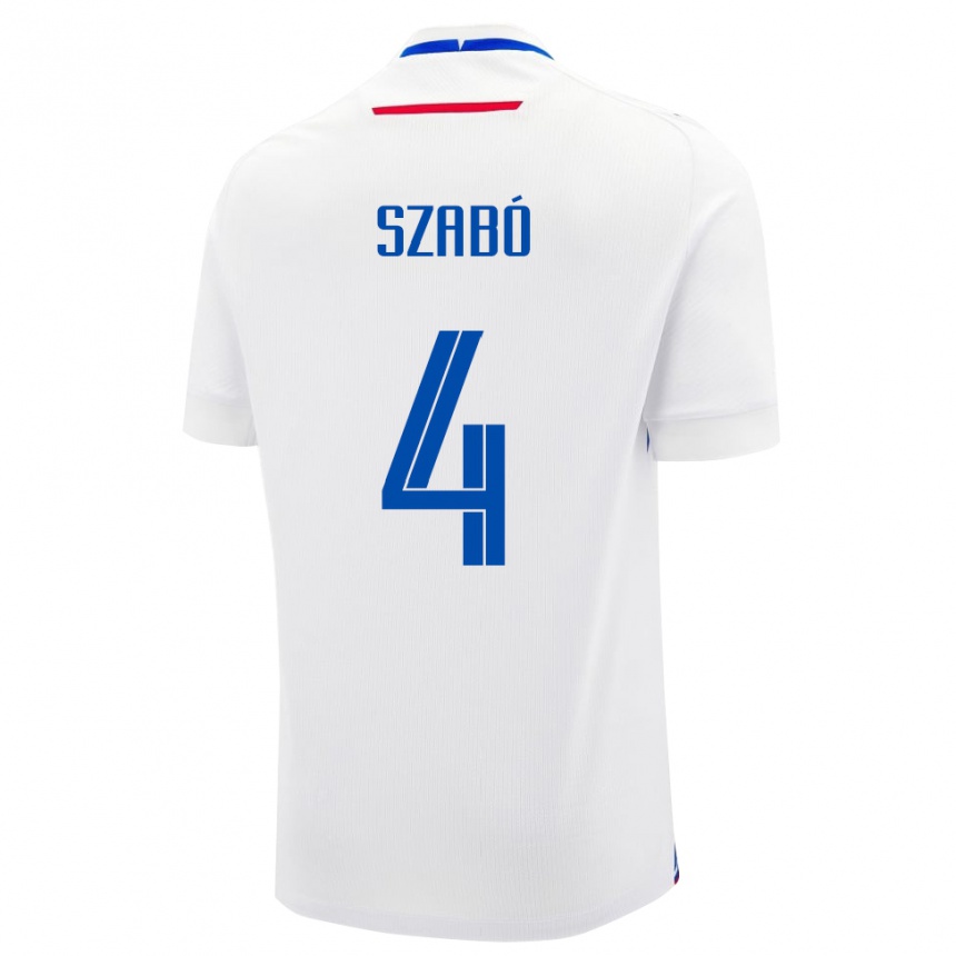 גברים כדורגל סלובקיה Bence Szabó #4 לָבָן הרחק ג'רזי 24-26