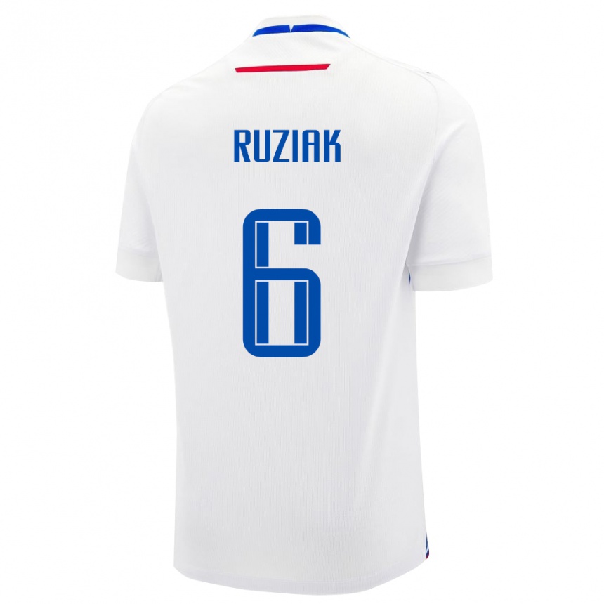 גברים כדורגל סלובקיה Miroslav Ruziak #6 לָבָן הרחק ג'רזי 24-26