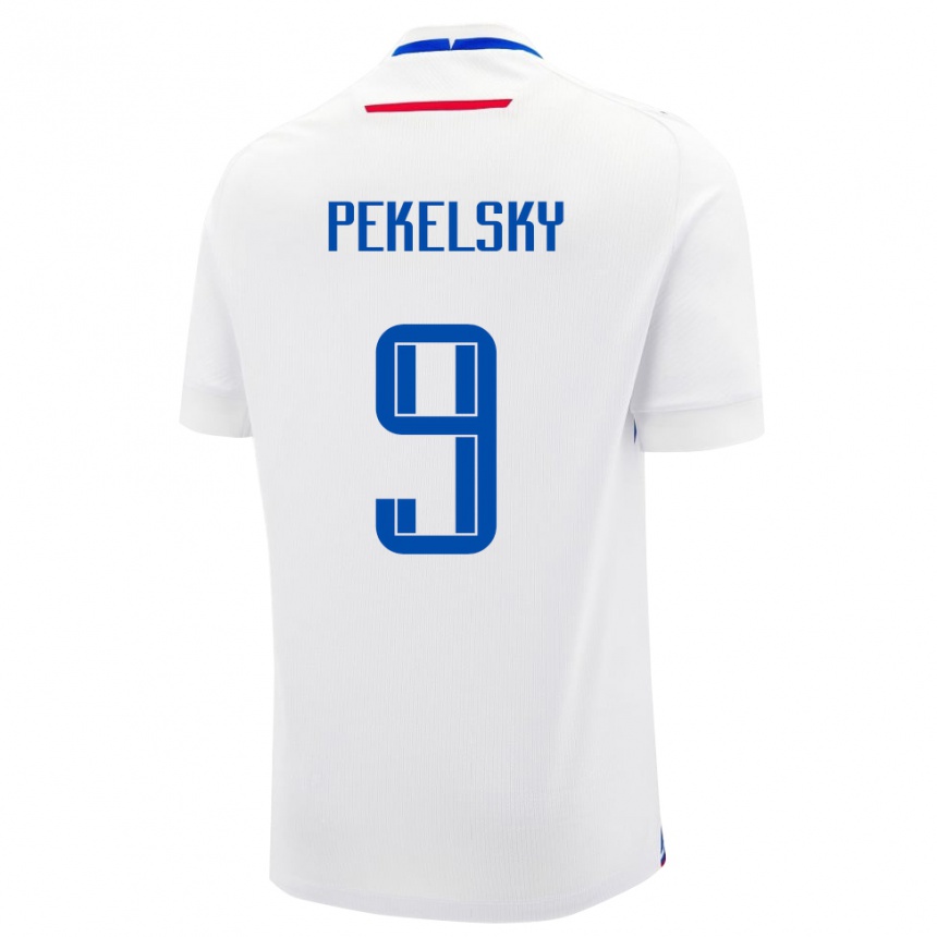 גברים כדורגל סלובקיה Michal Pekelsky #9 לָבָן הרחק ג'רזי 24-26